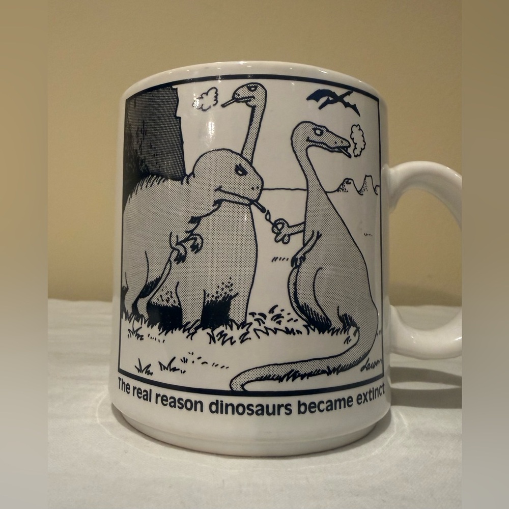 Vintage Far Side Dinosaur Extinction Coffee Mug 1982